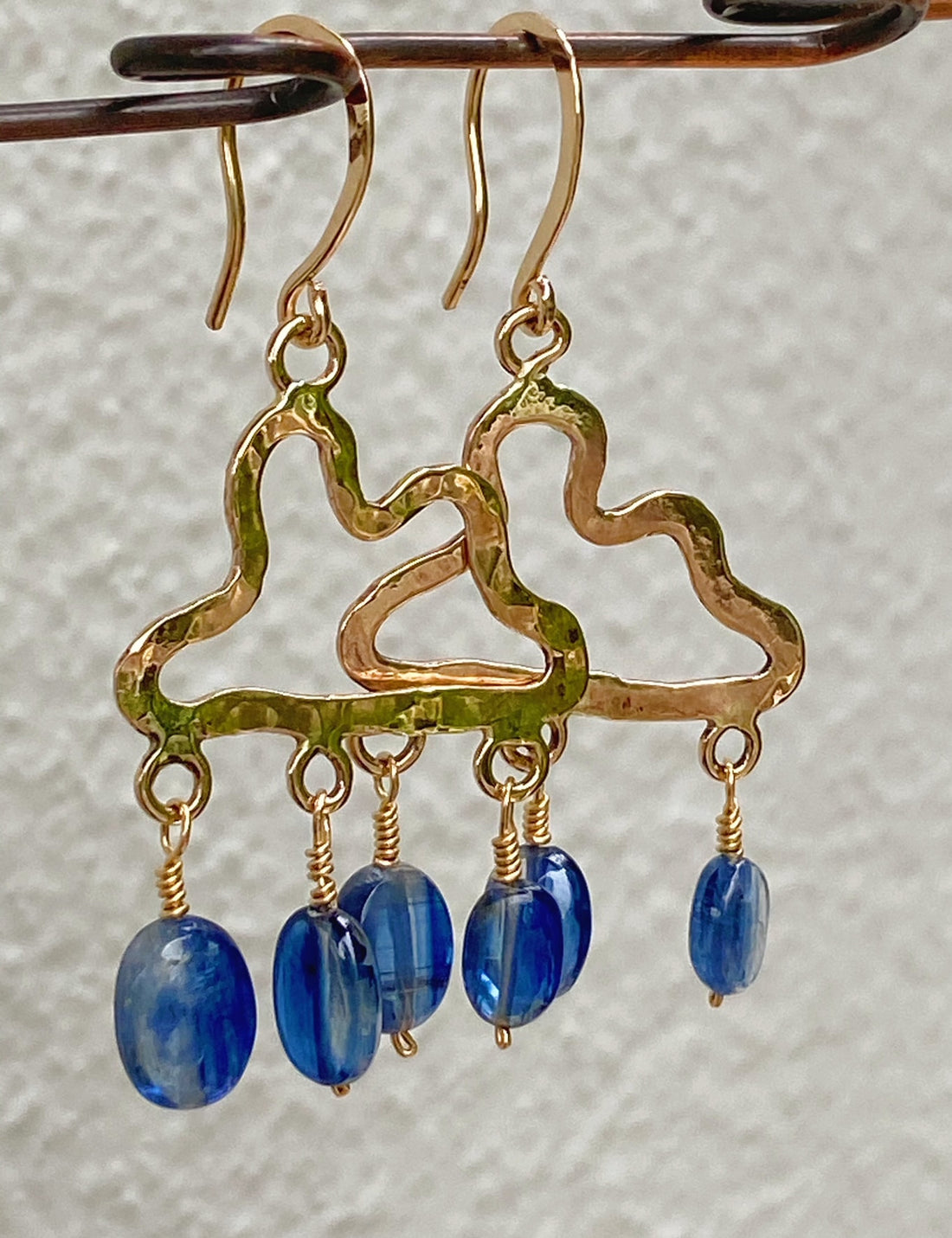 Hammered Cloud Earrings with Blue Kyanite