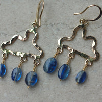 Hammered Cloud Earrings with Blue Kyanite