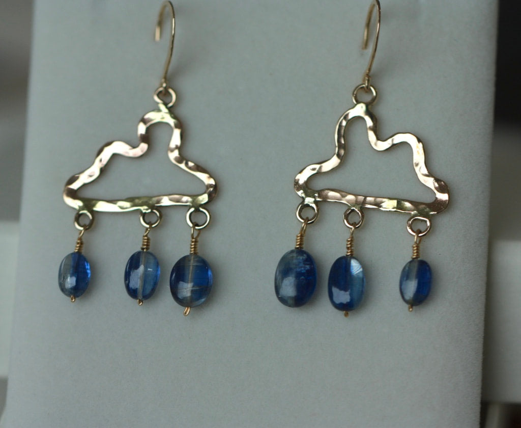 Hammered Cloud Earrings with Blue Kyanite