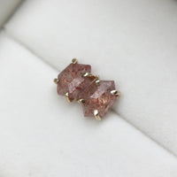 Strawberry Quartz Hexagon Stud Earrings