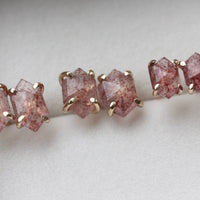 Strawberry Quartz Hexagon Stud Earrings