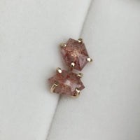 Strawberry Quartz Hexagon Stud Earrings
