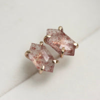 Strawberry Quartz Hexagon Stud Earrings
