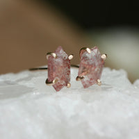 Strawberry Quartz Hexagon Stud Earrings