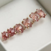 Strawberry Quartz Hexagon Stud Earrings