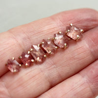 Strawberry Quartz Hexagon Stud Earrings