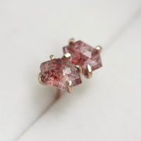 Strawberry Quartz Hexagon Stud Earrings