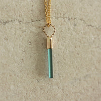 Raw Blue Indicolite Tourmaline Pendant Necklace, October Birthstone Pendant Necklace, 14k Gold