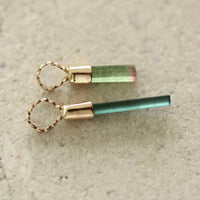 Raw Blue Indicolite Tourmaline Pendant Necklace, October Birthstone Pendant Necklace, 14k Gold