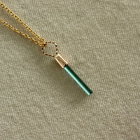 Raw Blue Indicolite Tourmaline Pendant Necklace, October Birthstone Pendant Necklace, 14k Gold