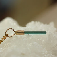 Raw Blue Indicolite Tourmaline Pendant Necklace, October Birthstone Pendant Necklace, 14k Gold