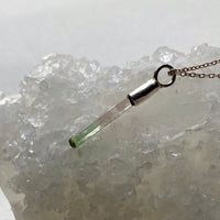 Raw Watermelon Bicolor 'Lipstick' Tourmaline Pendant Necklace, October Birthstone Pendant Necklace, Sterling Silver