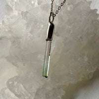 Raw Watermelon Bicolor 'Lipstick' Tourmaline Pendant Necklace, October Birthstone Pendant Necklace, Sterling Silver