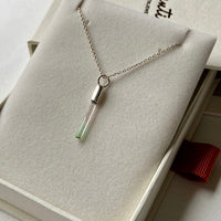 Raw Watermelon Bicolor 'Lipstick' Tourmaline Pendant Necklace, October Birthstone Pendant Necklace, Sterling Silver