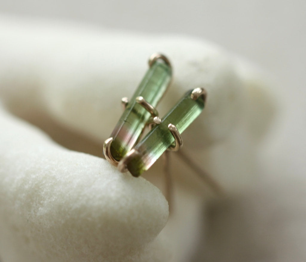 Watermelon Tourmaline Stud Earrings