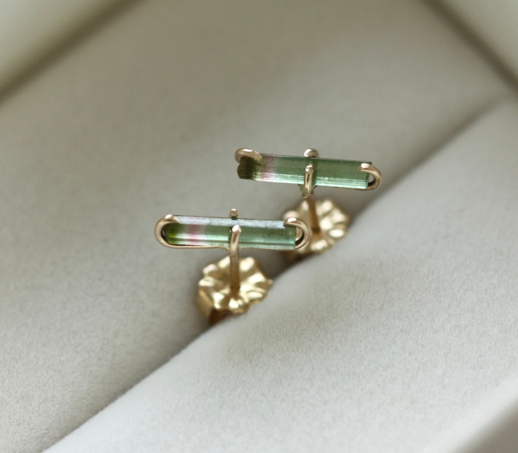 Watermelon Tourmaline Stud Earrings