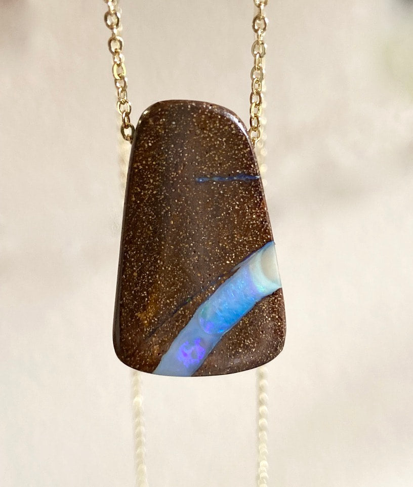 Australian Boulder Matrix Opal Pendant Necklace