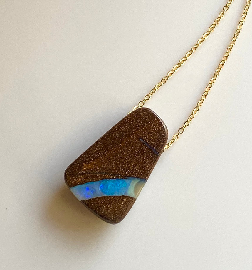 Australian Boulder Matrix Opal Pendant Necklace