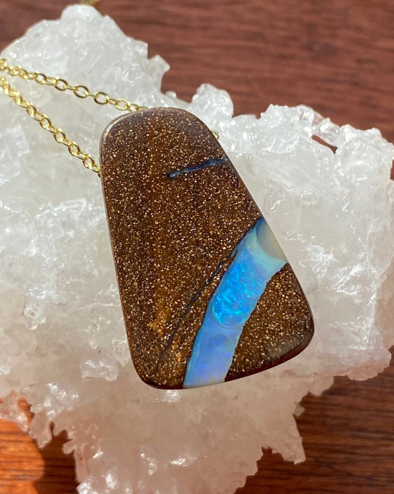 Australian Boulder Matrix Opal Pendant Necklace