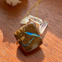 Australian Boulder Matrix Opal Pendant Necklace, October Birthstone