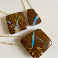Australian Boulder Matrix Opal Pendant Necklace, October Birthstone