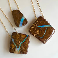 Australian Boulder Matrix Opal Pendant Necklace, October Birthstone