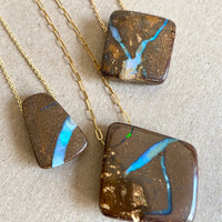Australian Boulder Matrix Opal Pendant Necklace, October Birthstone