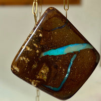 Australian Boulder Matrix Opal Pendant Necklace, October Birthstone