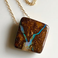 Australian Boulder Matrix Opal Pendant Necklace, October Birthstone Necklace