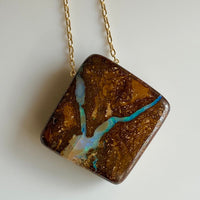 Australian Boulder Matrix Opal Pendant Necklace, October Birthstone Necklace