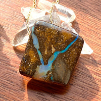 Australian Boulder Matrix Opal Pendant Necklace, October Birthstone Necklace