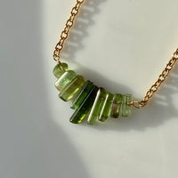 Raw Tourmaline Necklace, Watermelon / Green Tourmaline Necklace, October Birthstone Necklace