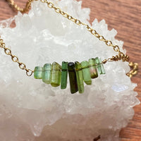 Raw Tourmaline Necklace, Watermelon / Green Tourmaline Necklace, October Birthstone Necklace