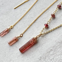 Raw Raspberry Pink Tourmaline Crystal Point Pendant Necklace, October Birthstone Necklace