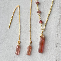 Raw Raspberry Pink Tourmaline Crystal Point Pendant Necklace, October Birthstone Necklace