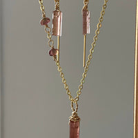 Raw Raspberry Pink Tourmaline Crystal Point Pendant Necklace, October Birthstone Necklace