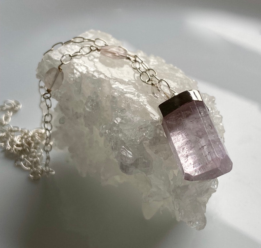 Pink Kunzite and Morganite Necklace Pendant