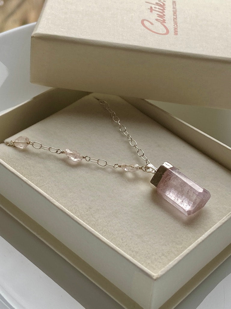 Pink Kunzite and Morganite Necklace Pendant