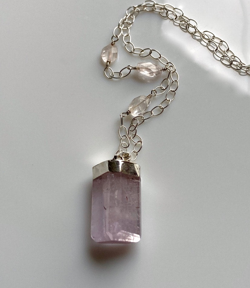 Pink Kunzite and Morganite Necklace Pendant