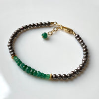 Zambian Emerald and Taupe Freshwater Pearl Bracelet
