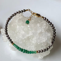 Zambian Emerald and Taupe Freshwater Pearl Bracelet