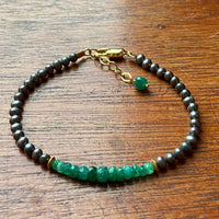 Zambian Emerald and Taupe Freshwater Pearl Bracelet