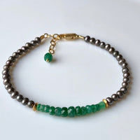 Zambian Emerald and Taupe Freshwater Pearl Bracelet