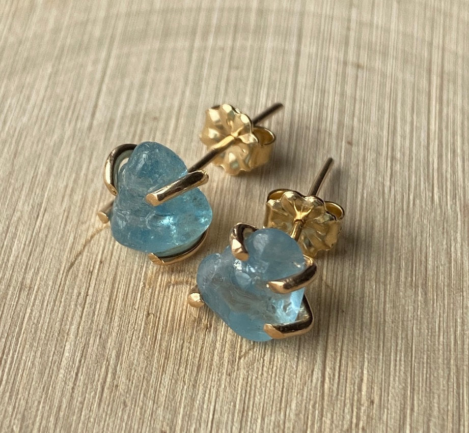 Brazilian Blue Aquamarine Stud Earrings