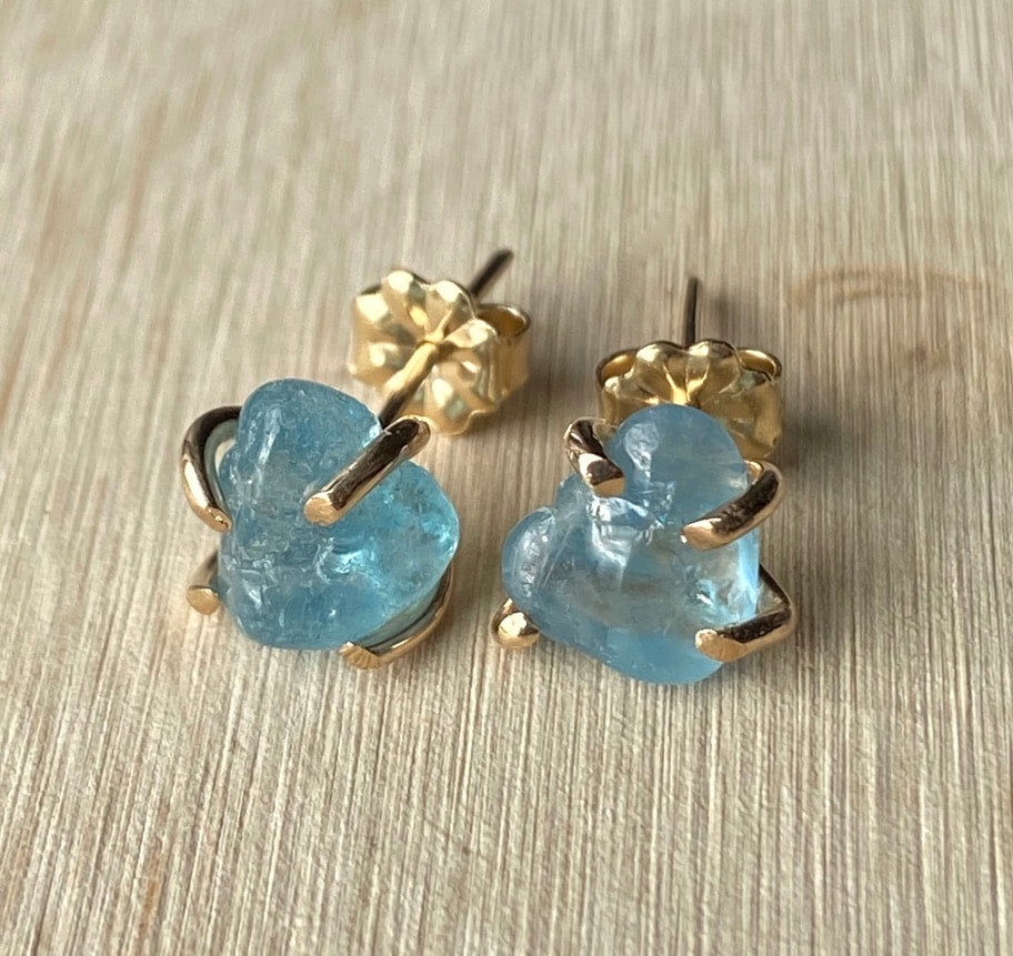 Brazilian Blue Aquamarine Stud Earrings