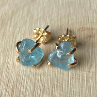 Brazilian Blue Aquamarine Stud Earrings