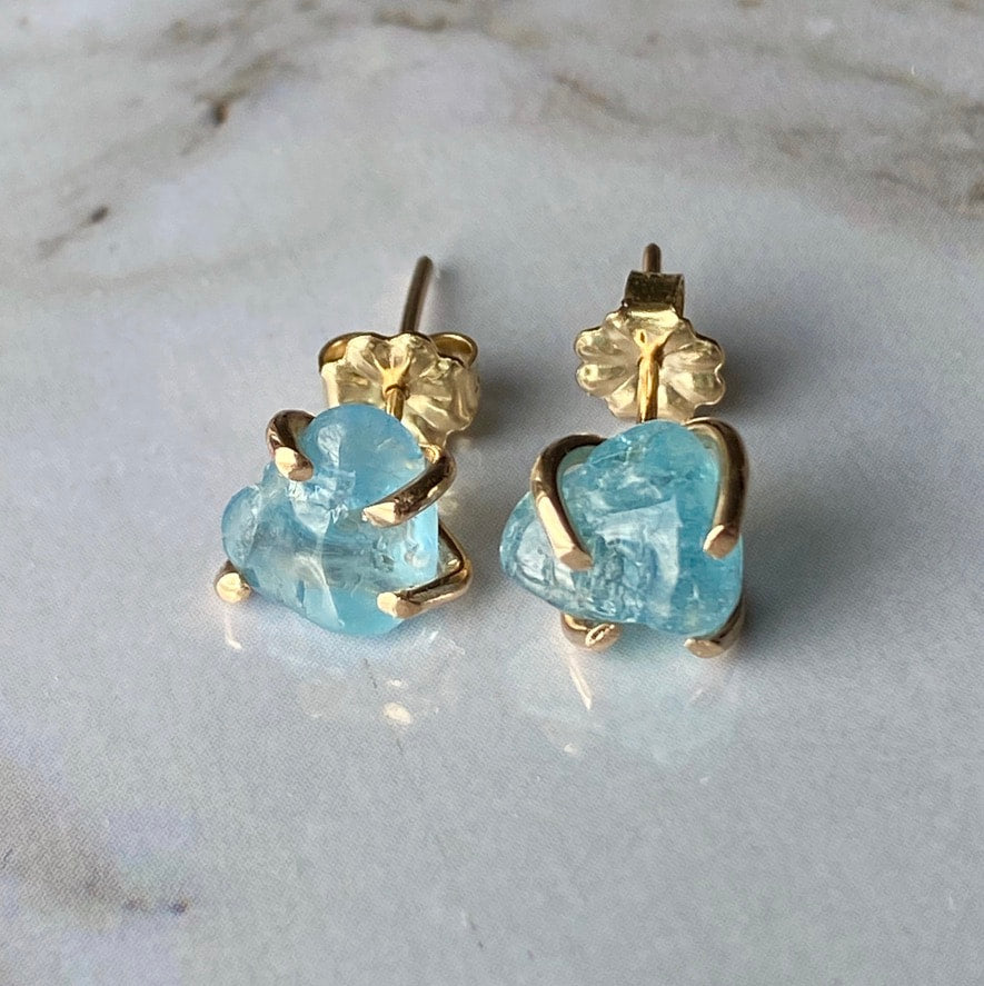 Brazilian Blue Aquamarine Stud Earrings