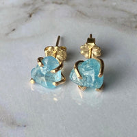 Brazilian Blue Aquamarine Stud Earrings