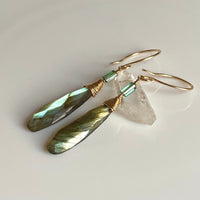 Labradorite and Indicolite Tourmaline Earrings