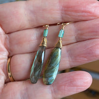 Labradorite and Indicolite Tourmaline Earrings